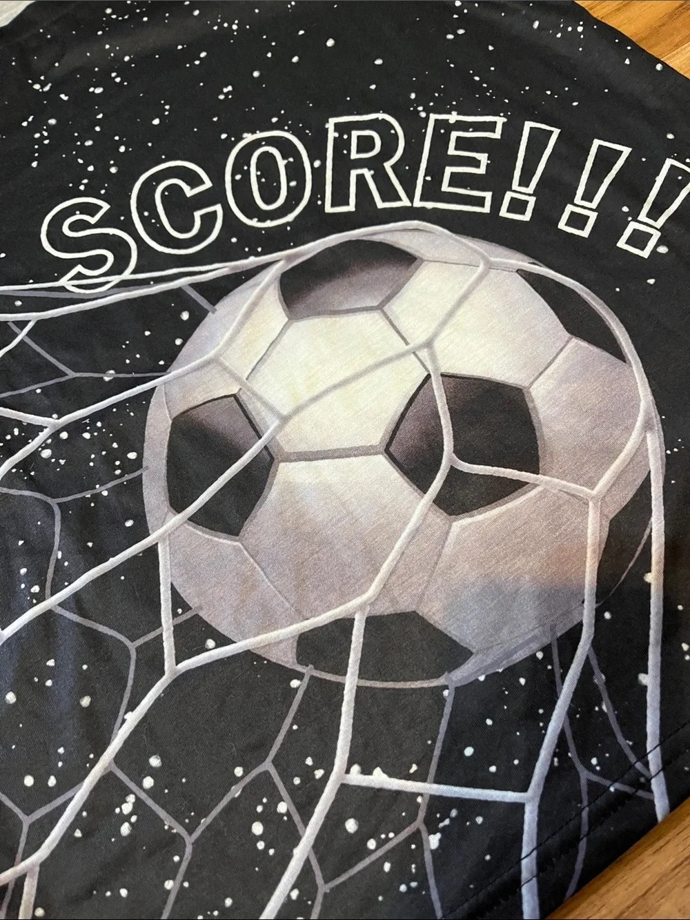 SHEIN Black Soccer 'SCORE!!!' Tee & Shorts Set Size 11-12 year old